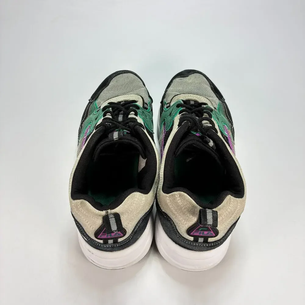 FILA Trail Tracer Black White Green Casual Lifestyle Sneakers Shoes Mens Size 10